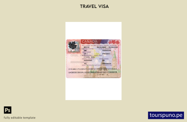 Plantilla de presente de visa de Canadá lista para imprimir